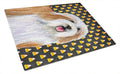Bearded Collie Candy Corn Halloween Portrait Cutting Board Tempered Glass Kitchen Cutting Surface, Heat Resistant Chopping, Non-Slip Feet, Food Prep & Serving