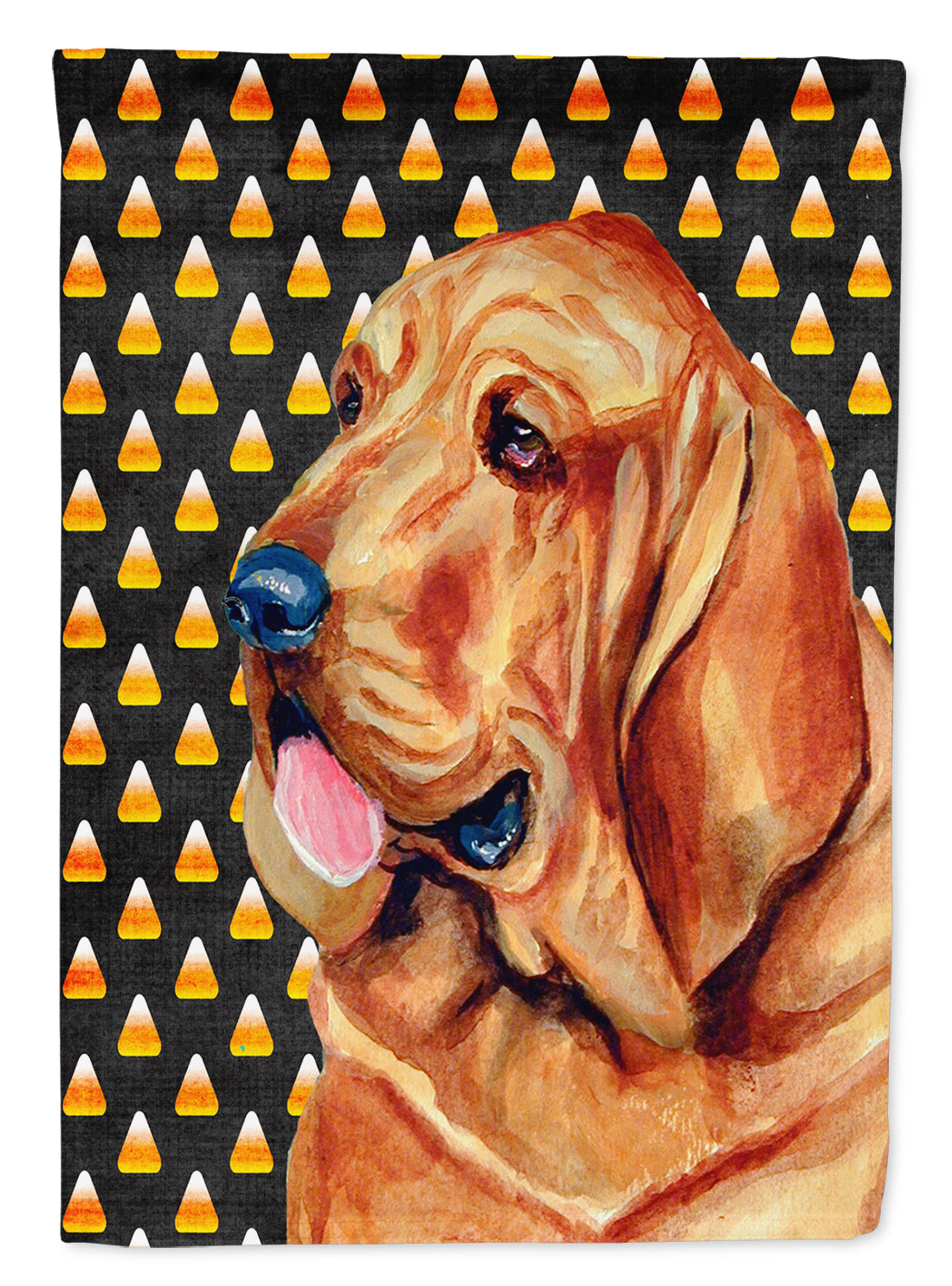 Bloodhound Candy Corn Halloween Portrait House Flag 28x40 Porch Sleeve Pole Decorative Outside Yard Banner Artwork Wall Hanging, Polyester