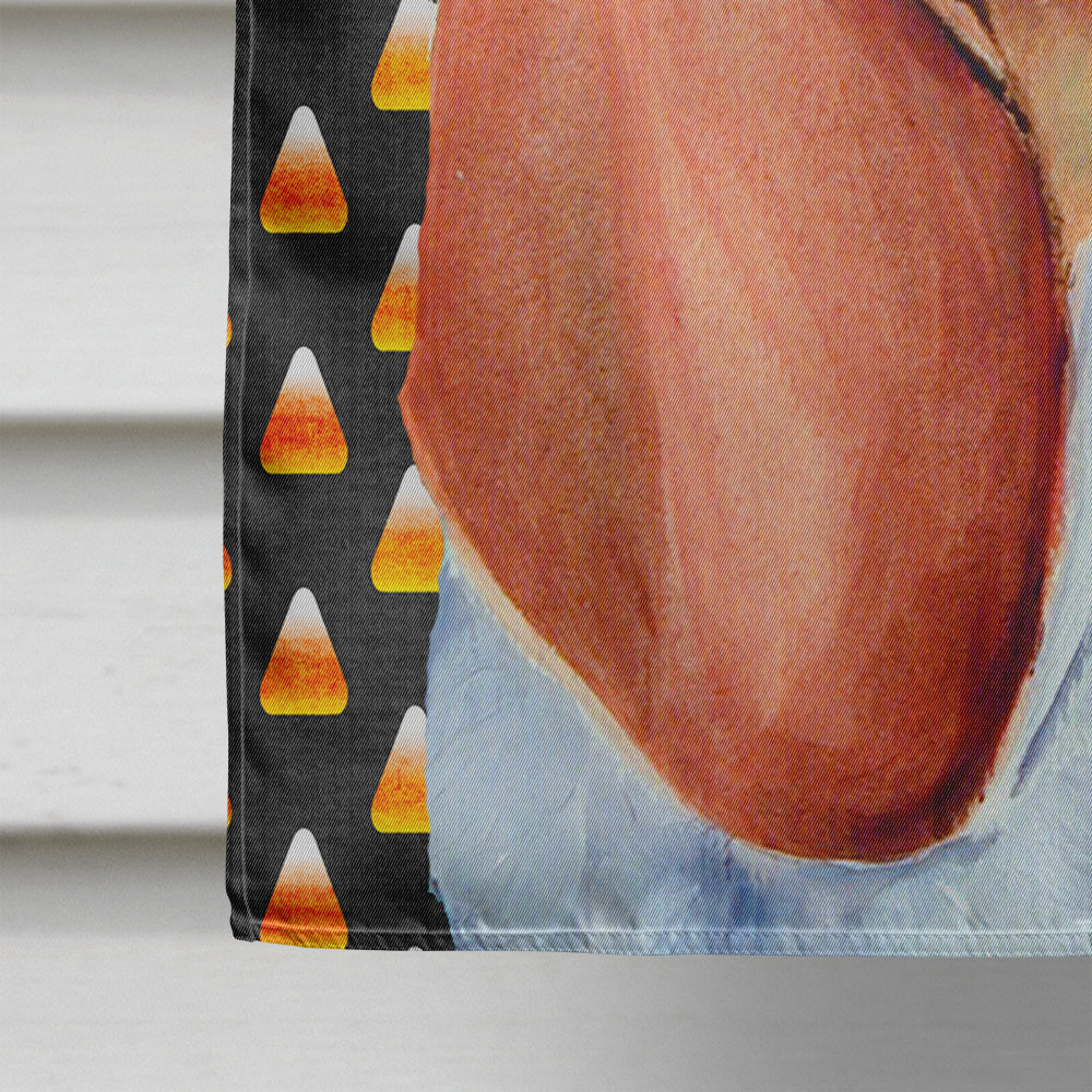 Basset Hound Candy Corn Halloween Portrait House Flag 28x40 Porch Sleeve Pole Decorative Outside Yard Banner Artwork Wall Hanging, Polyester