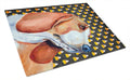 Basset Hound Candy Corn Halloween Portrait Cutting Board Tempered Glass Kitchen Cutting Surface, Heat Resistant Chopping, Non-Slip Feet, Food Prep & Serving
