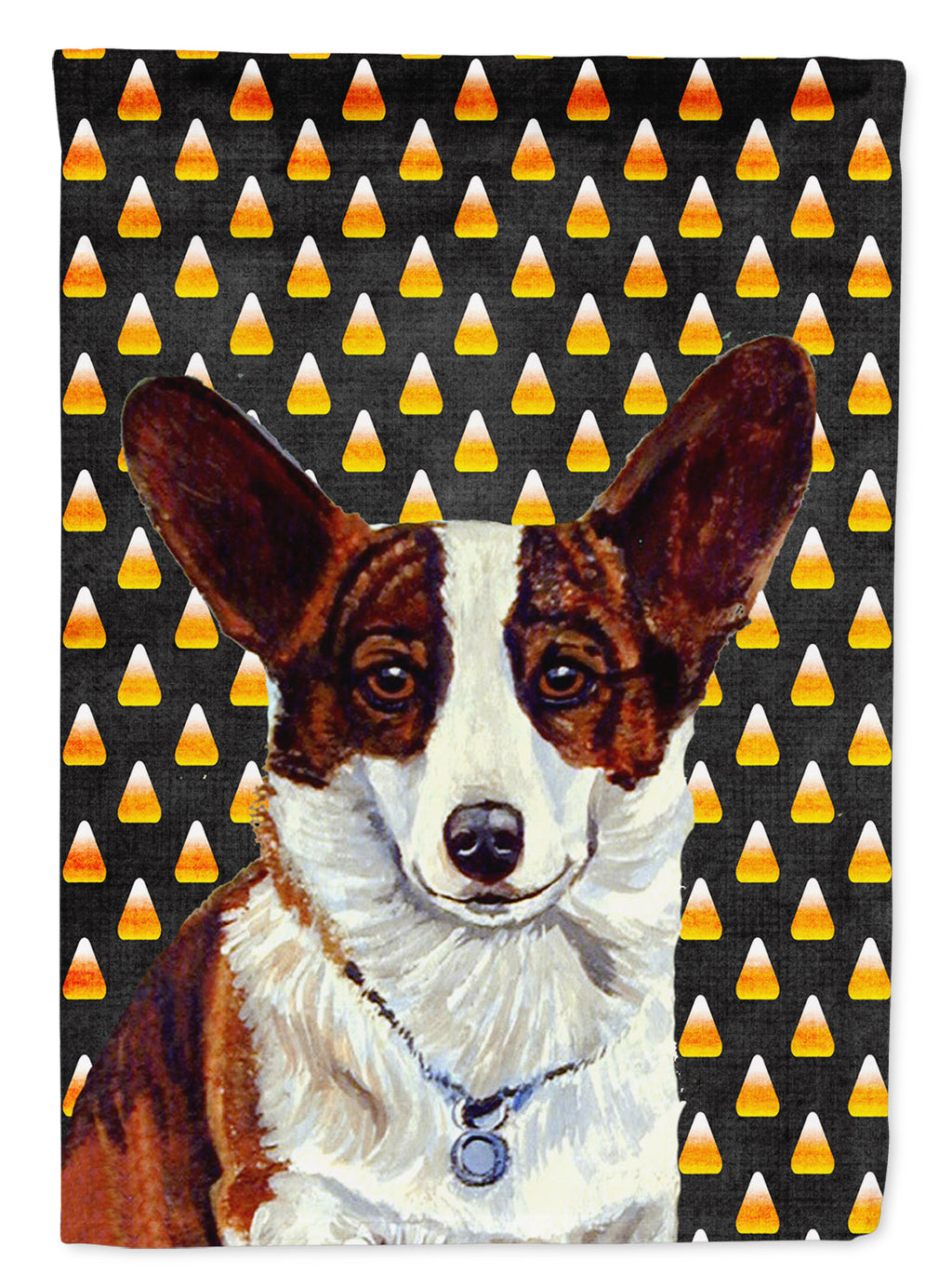Corgi Candy Corn Halloween Portrait House Flag 28x40 Porch Sleeve Pole Decorative Outside Yard Banner Artwork Wall Hanging, Polyester