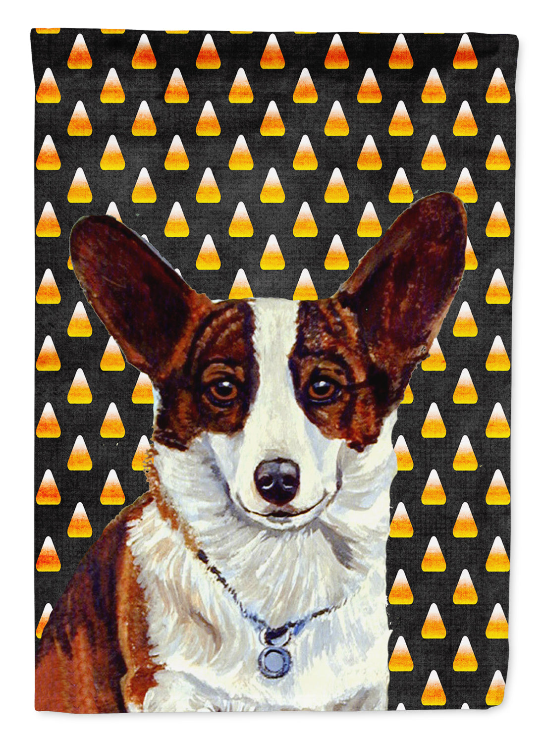 Corgi Candy Corn Halloween Portrait House Flag 28x40 Porch Sleeve Pole Decorative Outside Yard Banner Artwork Wall Hanging, Polyester