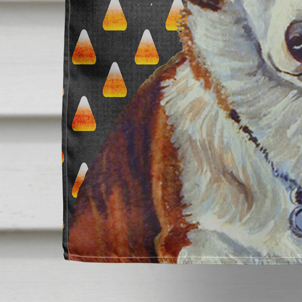 Corgi Candy Corn Halloween Portrait House Flag 28x40 Porch Sleeve Pole Decorative Outside Yard Banner Artwork Wall Hanging, Polyester