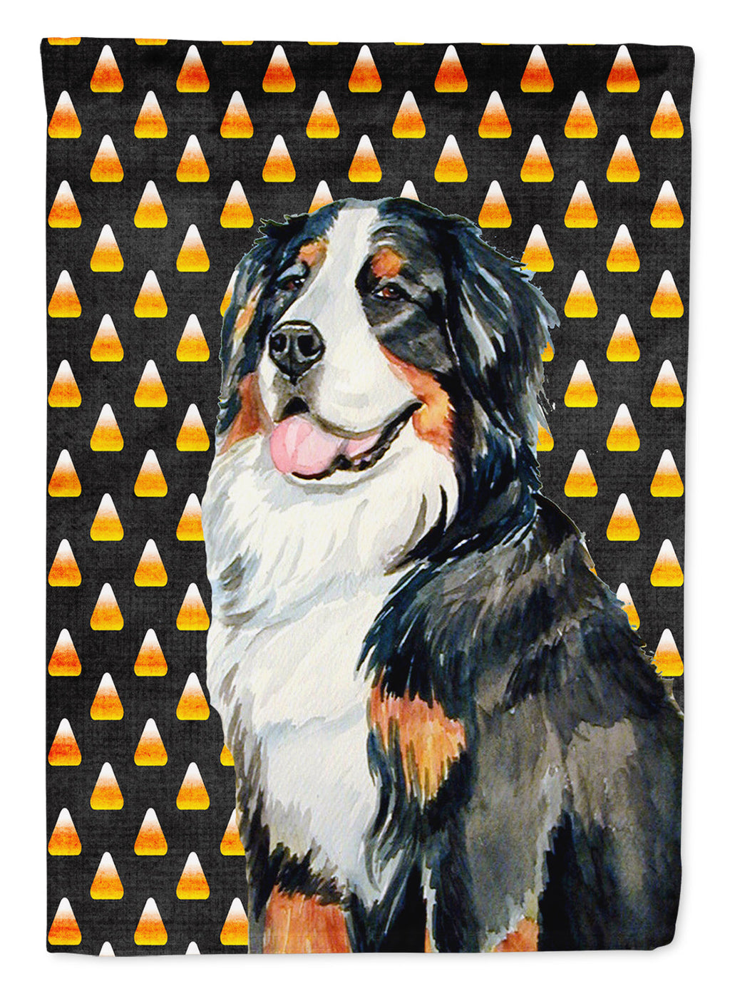 Bernese Mountain Dog Candy Corn Halloween Portrait House Flag 28x40 Porch Sleeve Pole Decorative Outside Yard Banner Artwork Wall Hanging, Polyester