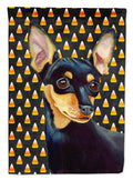 Min Pin Candy Corn Halloween Portrait House Flag 28x40 Porch Sleeve Pole Decorative Outside Yard Banner Artwork Wall Hanging, Polyester