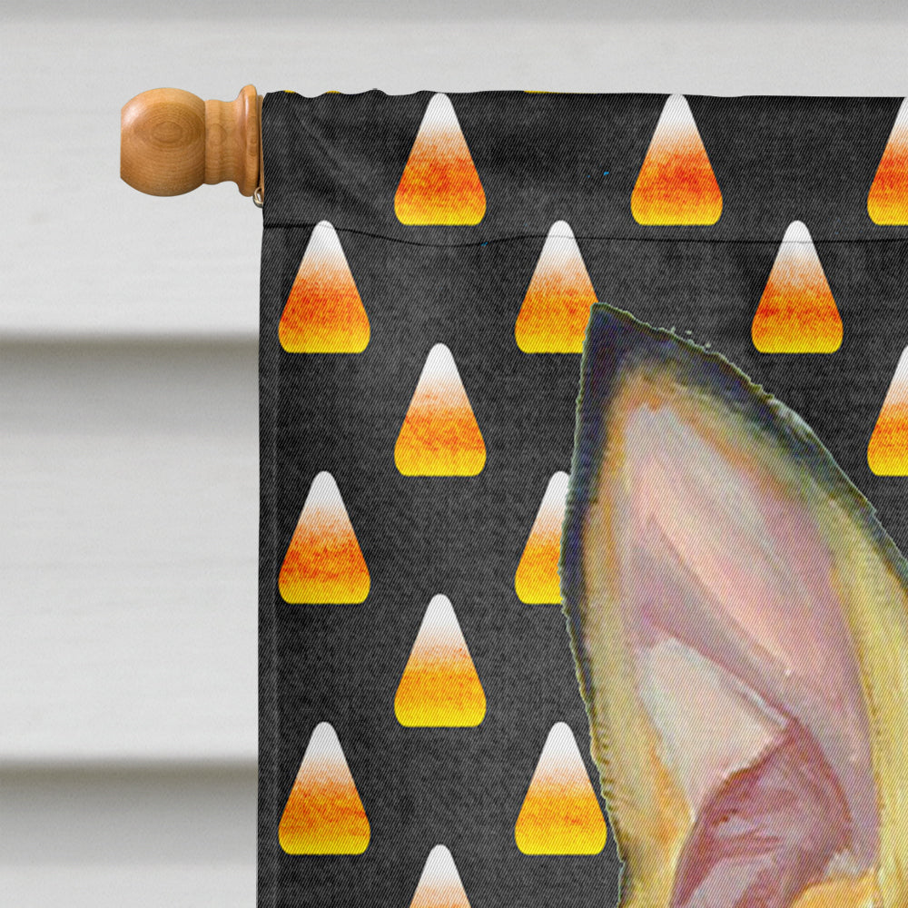 Min Pin Candy Corn Halloween Portrait House Flag 28x40 Porch Sleeve Pole Decorative Outside Yard Banner Artwork Wall Hanging, Polyester
