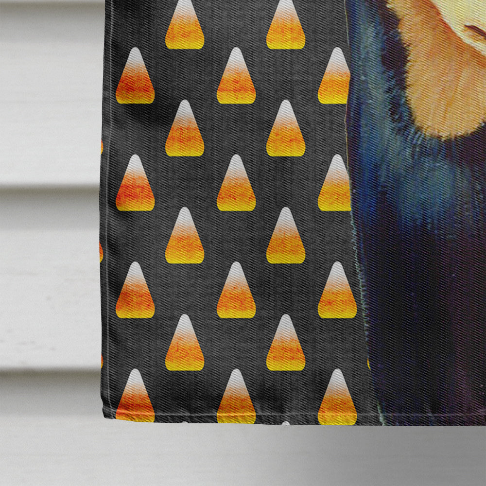 Min Pin Candy Corn Halloween Portrait House Flag 28x40 Porch Sleeve Pole Decorative Outside Yard Banner Artwork Wall Hanging, Polyester