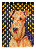 Airedale Candy Corn Halloween Portrait House Flag 28x40 Porch Sleeve Pole Decorative Outside Yard Banner Artwork Wall Hanging, Polyester