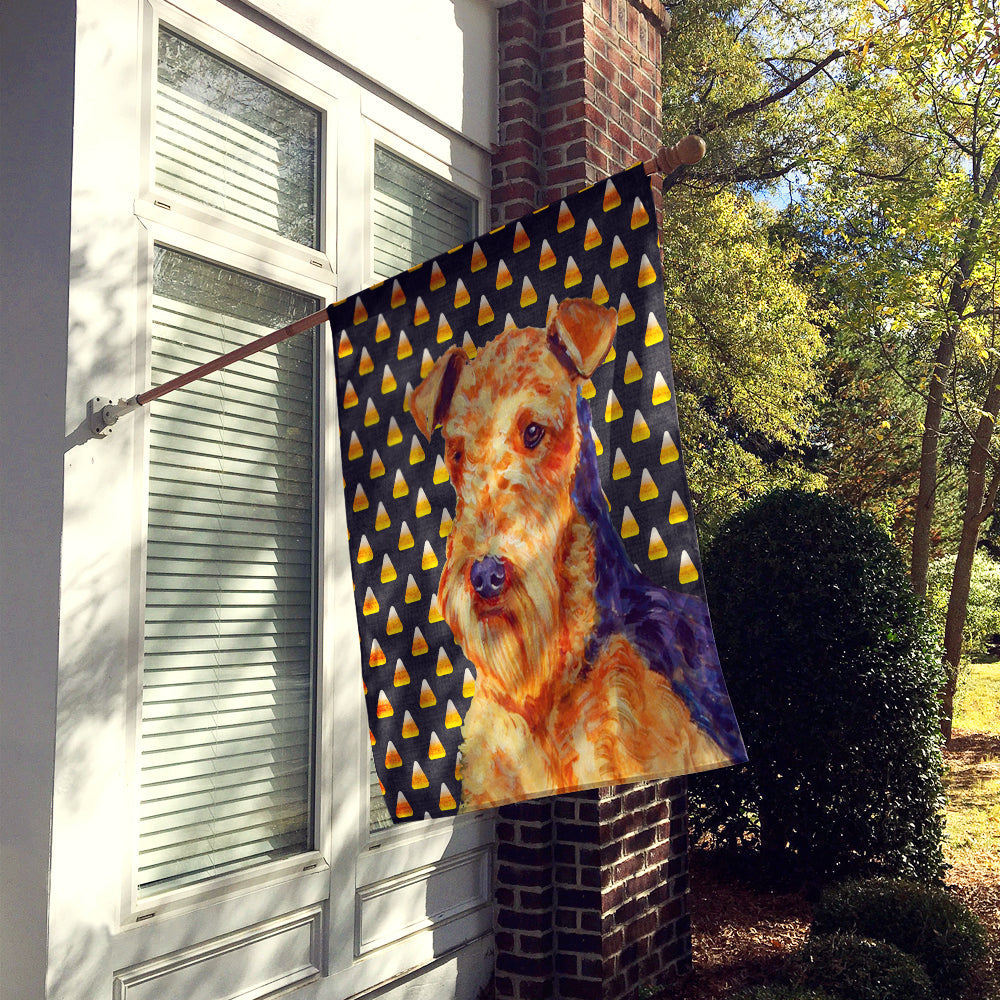 Airedale Candy Corn Halloween Portrait House Flag 28x40 Porch Sleeve Pole Decorative Outside Yard Banner Artwork Wall Hanging, Polyester