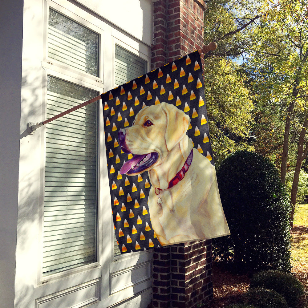 Labrador Yellow Candy Corn Halloween Portrait House Flag 28x40 Porch Sleeve Pole Decorative Outside Yard Banner Artwork Wall Hanging, Polyester