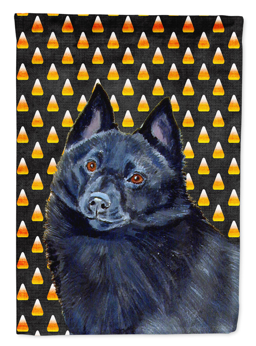 Schipperke Candy Corn Halloween Portrait House Flag 28x40 Porch Sleeve Pole Decorative Outside Yard Banner Artwork Wall Hanging, Polyester