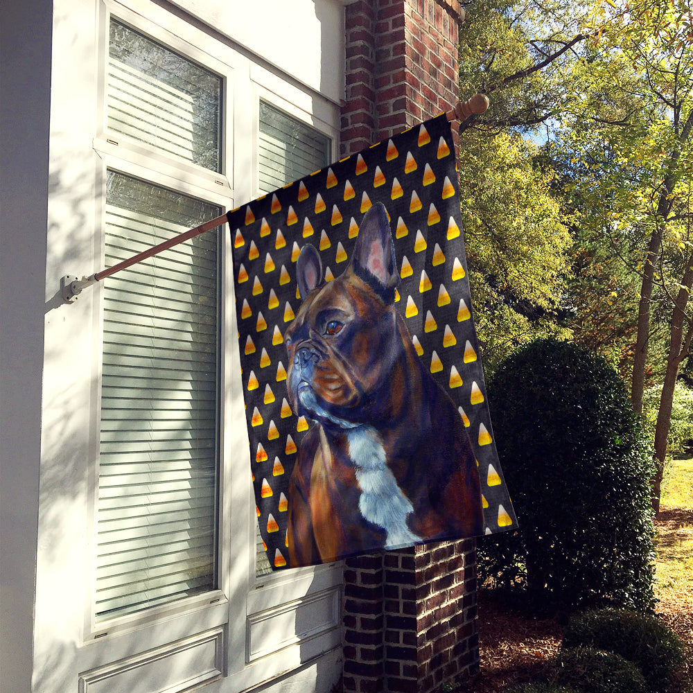 French Bulldog Candy Corn Halloween Portrait House Flag 28x40 Porch Sleeve Pole Decorative Outside Yard Banner Artwork Wall Hanging, Polyester