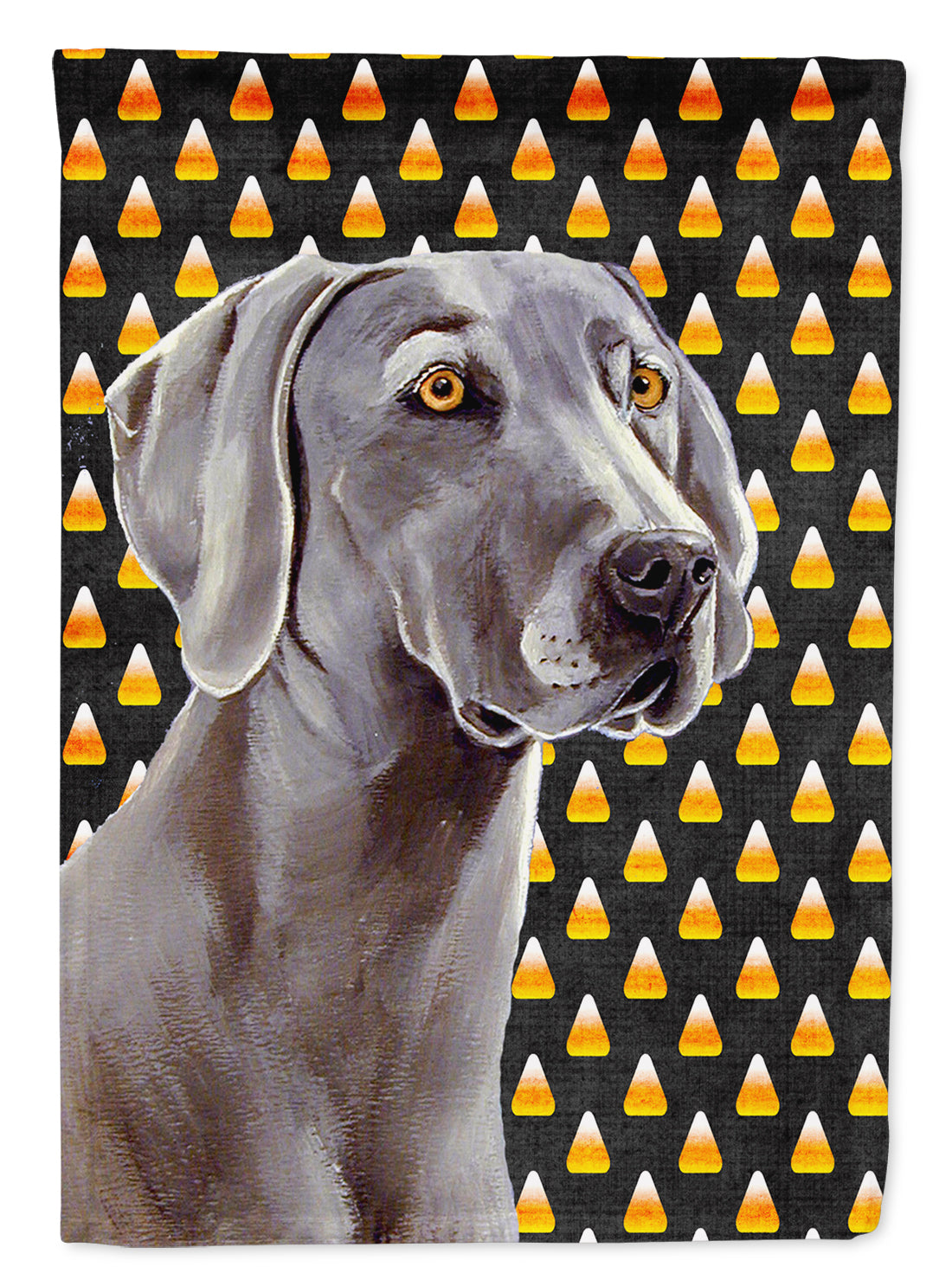 Weimaraner Candy Corn Halloween Portrait House Flag 28x40 Porch Sleeve Pole Decorative Outside Yard Banner Artwork Wall Hanging, Polyester