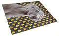 Weimaraner Candy Corn Halloween Portrait Cutting Board Tempered Glass Kitchen Cutting Surface, Heat Resistant Chopping, Non-Slip Feet, Food Prep & Serving