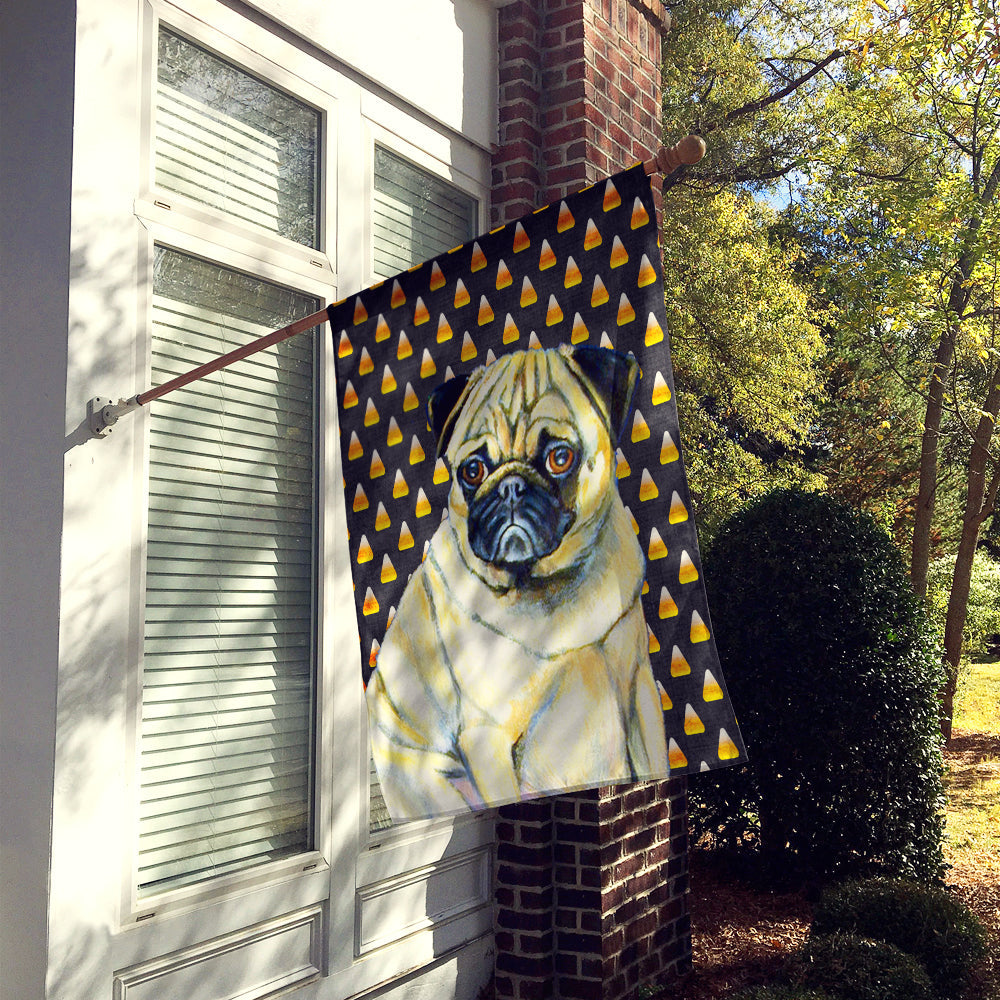 Pug Candy Corn Halloween Portrait House Flag 28x40 Porch Sleeve Pole Decorative Outside Yard Banner Artwork Wall Hanging, Polyester