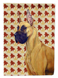 Great Dane Fall Leaves Portrait House Flag 28x40 Porch Sleeve Pole Decorative Outside Yard Banner Artwork Wall Hanging, Polyester