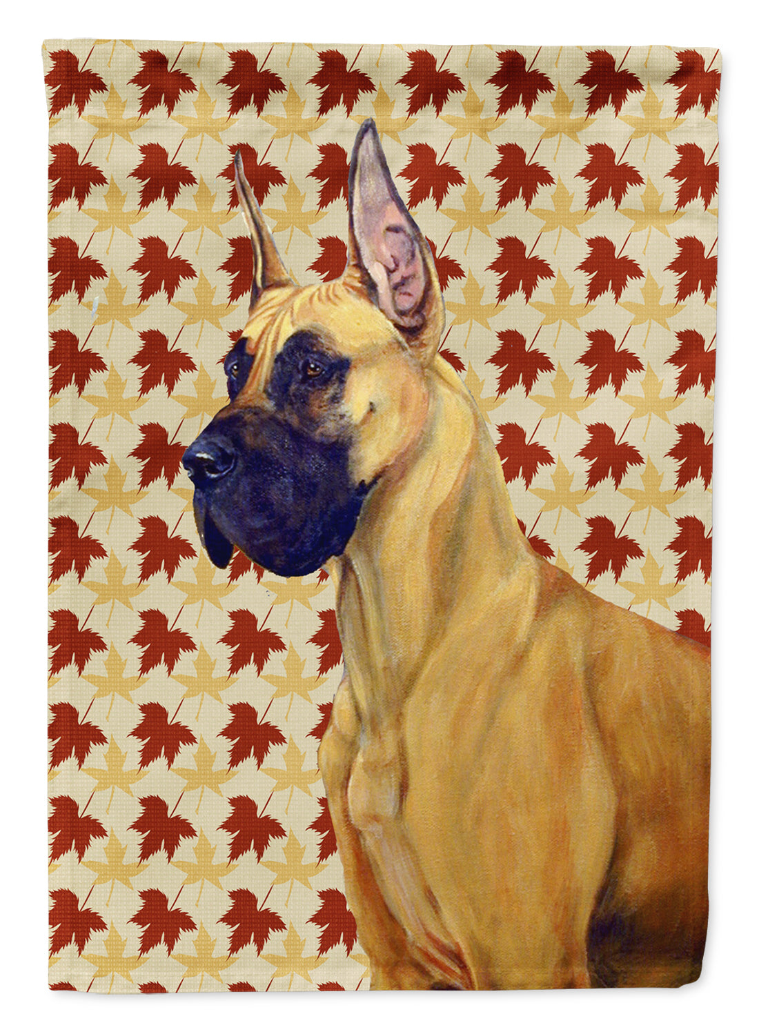 Great Dane Fall Leaves Portrait House Flag 28x40 Porch Sleeve Pole Decorative Outside Yard Banner Artwork Wall Hanging, Polyester