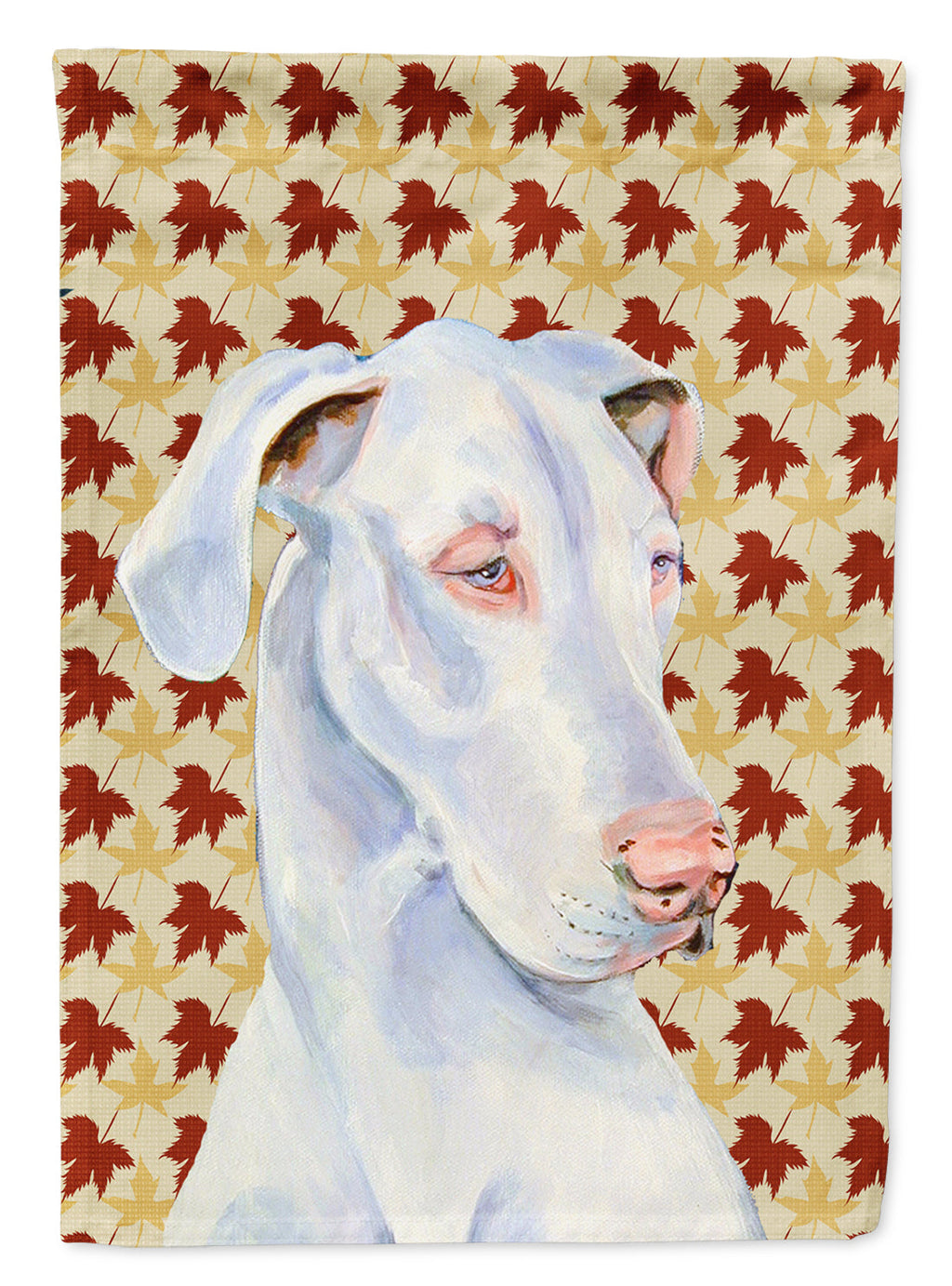 Great Dane Fall Leaves Portrait House Flag 28x40 Porch Sleeve Pole Decorative Outside Yard Banner Artwork Wall Hanging, Polyester