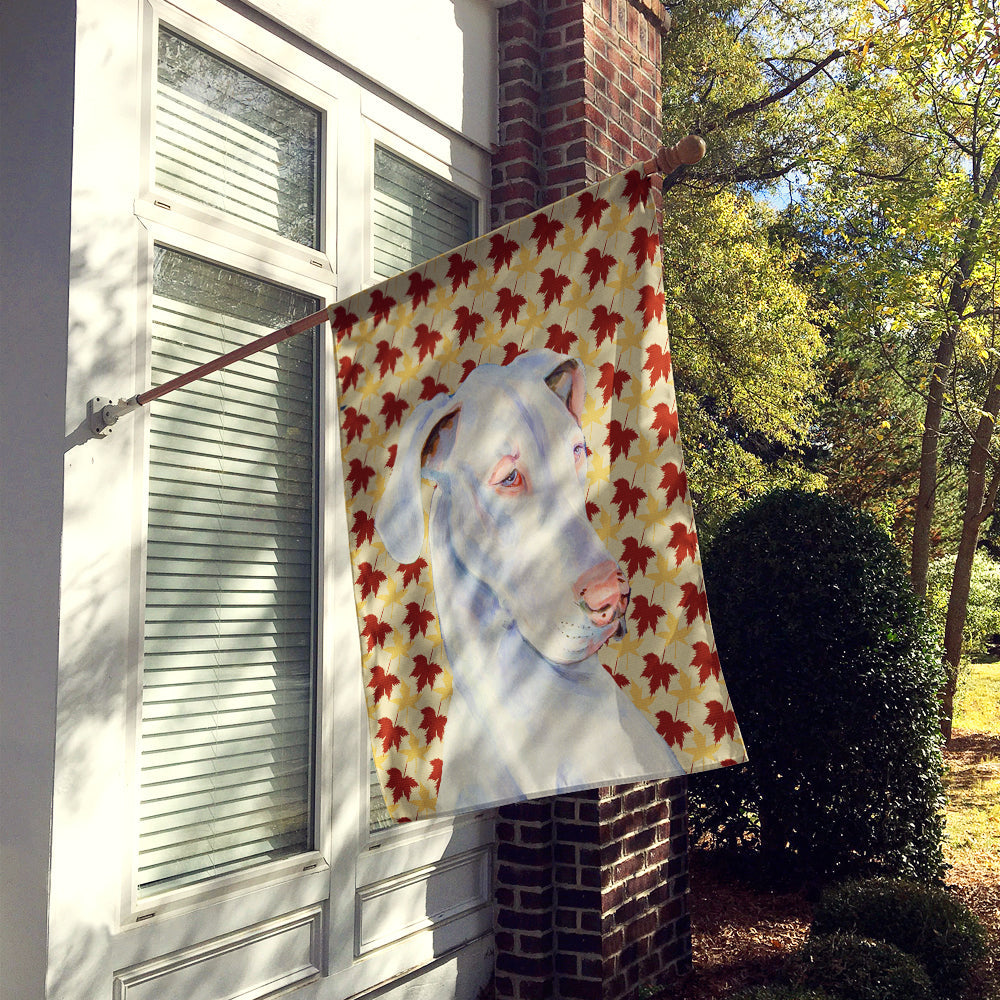 Great Dane Fall Leaves Portrait House Flag 28x40 Porch Sleeve Pole Decorative Outside Yard Banner Artwork Wall Hanging, Polyester
