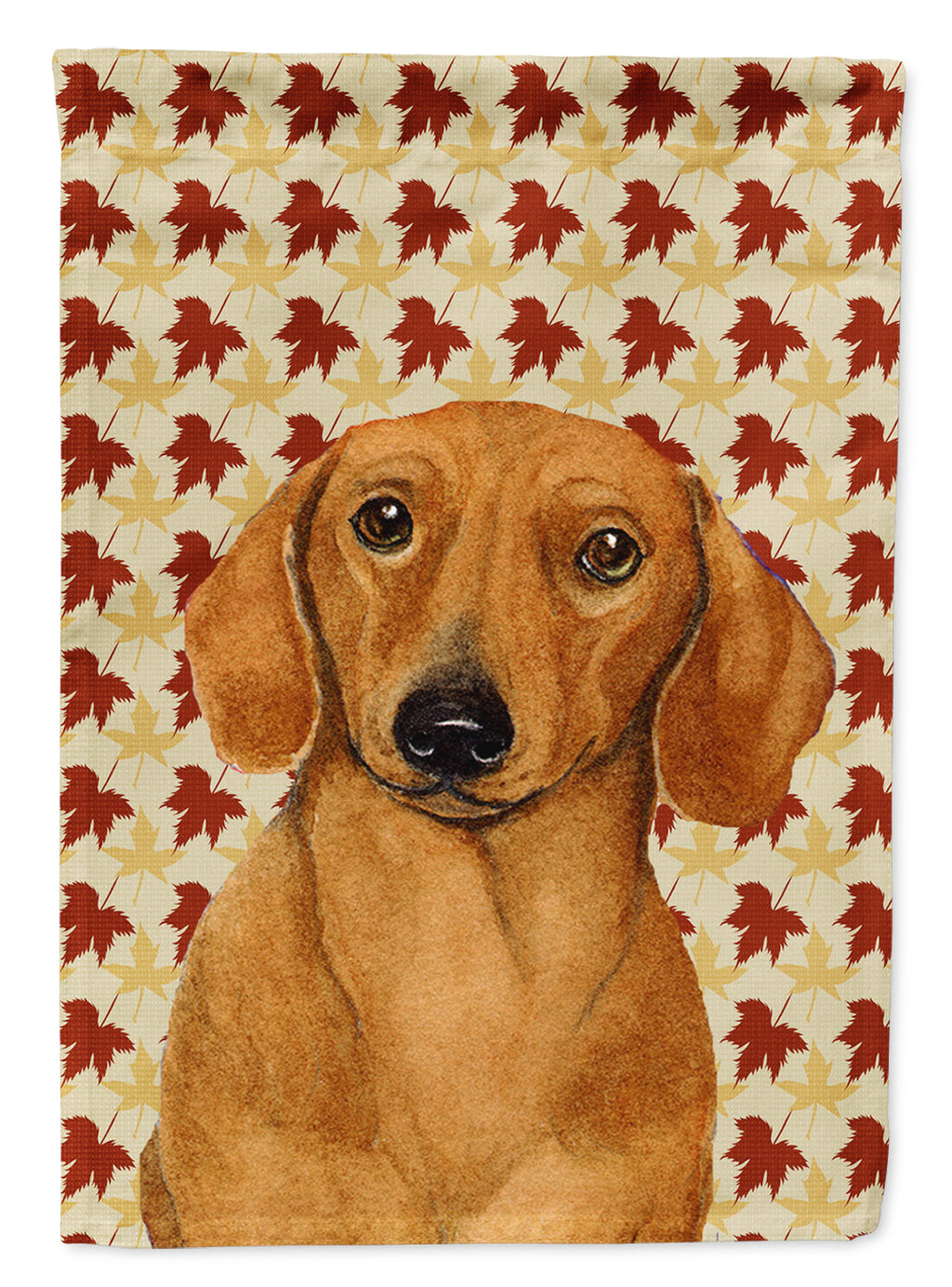 Dachshund Fall Leaves Portrait House Flag 28x40 Porch Sleeve Pole Decorative Outside Yard Banner Artwork Wall Hanging, Polyester