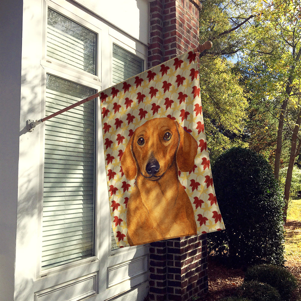 Dachshund Fall Leaves Portrait House Flag 28x40 Porch Sleeve Pole Decorative Outside Yard Banner Artwork Wall Hanging, Polyester