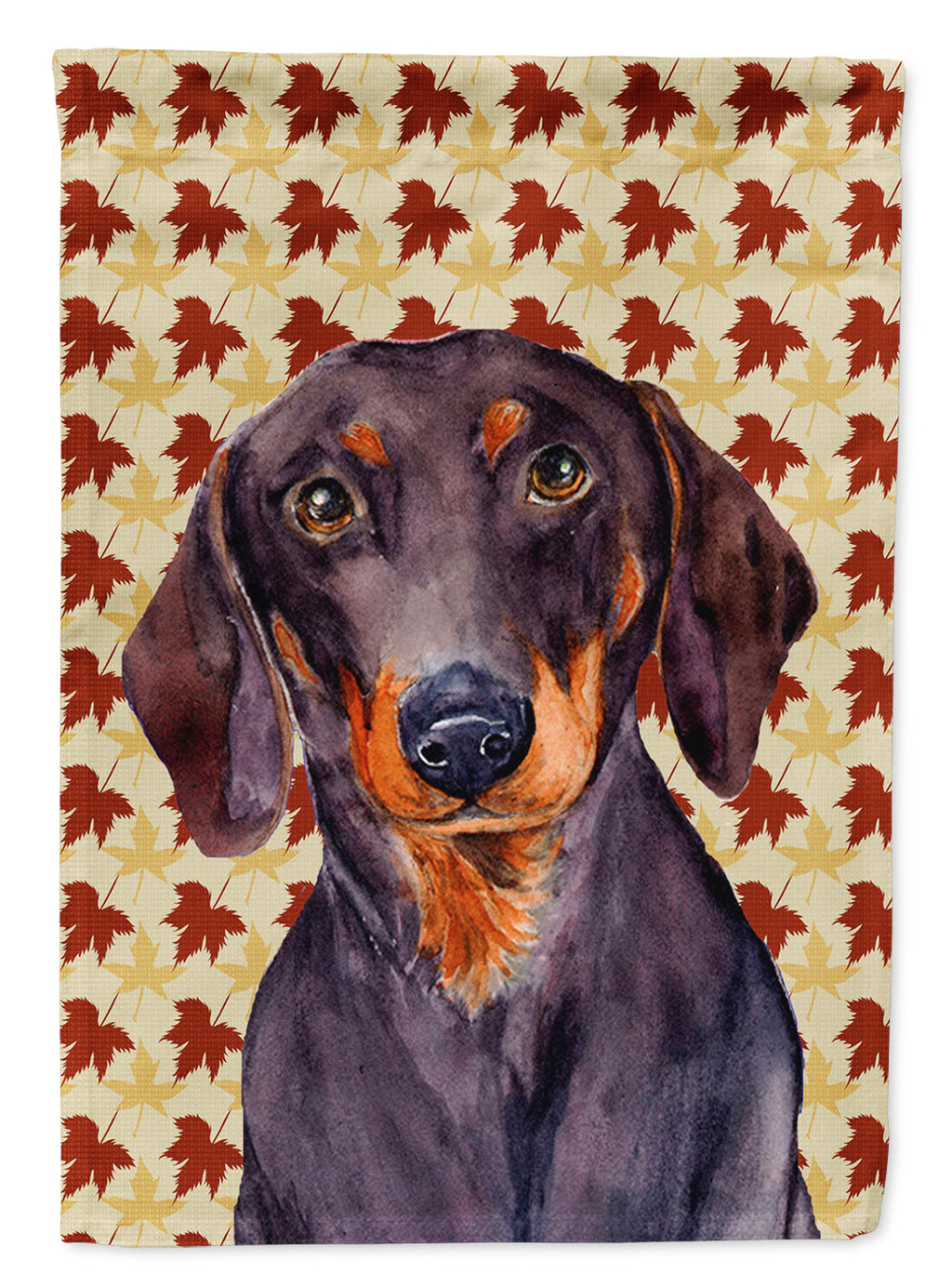 Dachshund Fall Leaves Portrait House Flag 28x40 Porch Sleeve Pole Decorative Outside Yard Banner Artwork Wall Hanging, Polyester