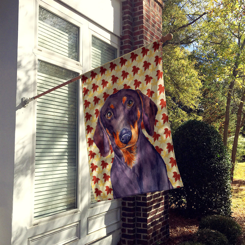 Dachshund Fall Leaves Portrait House Flag 28x40 Porch Sleeve Pole Decorative Outside Yard Banner Artwork Wall Hanging, Polyester