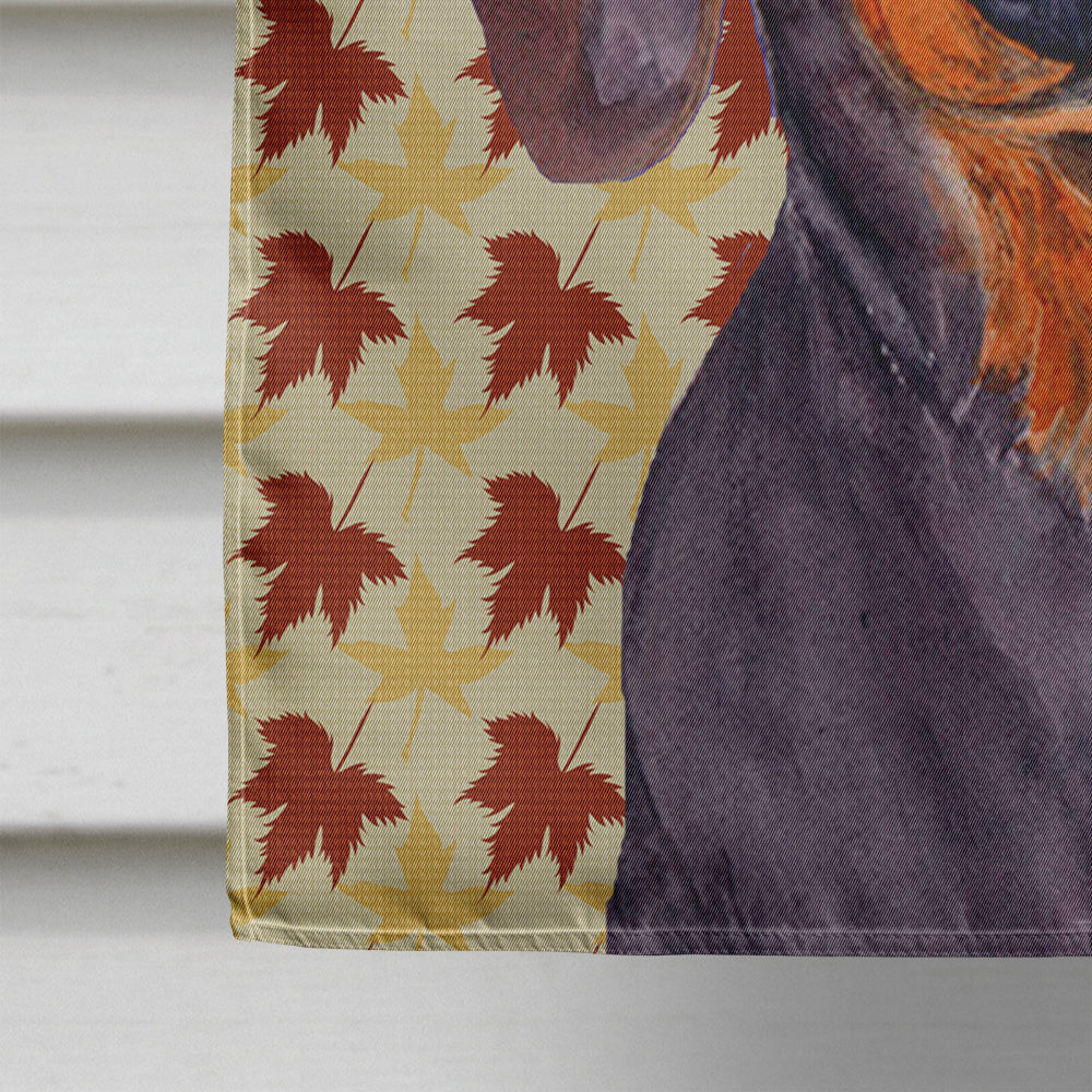 Dachshund Fall Leaves Portrait House Flag 28x40 Porch Sleeve Pole Decorative Outside Yard Banner Artwork Wall Hanging, Polyester