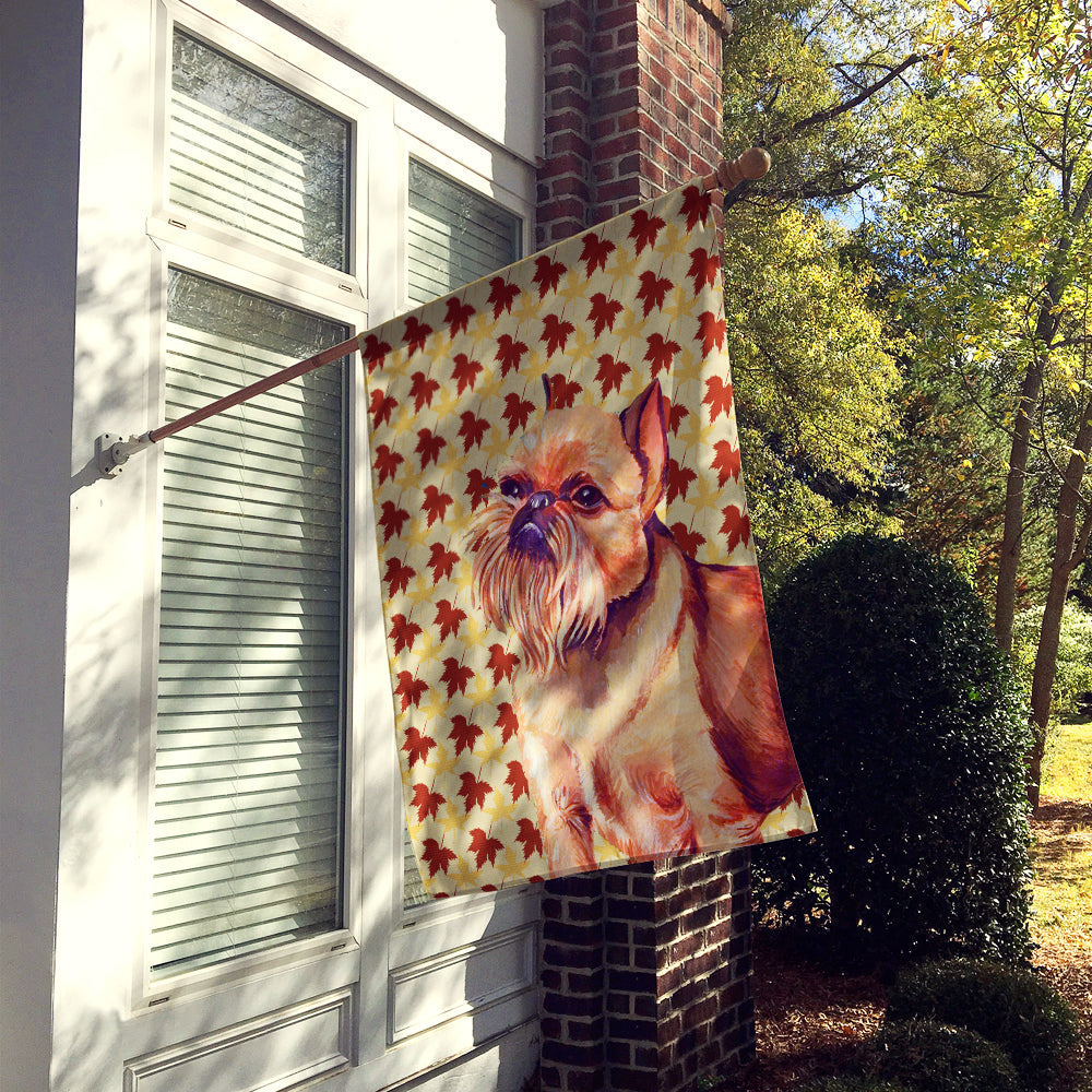 Brussels Griffon Fall Leaves Portrait House Flag 28x40 Porch Sleeve Pole Decorative Outside Yard Banner Artwork Wall Hanging, Polyester