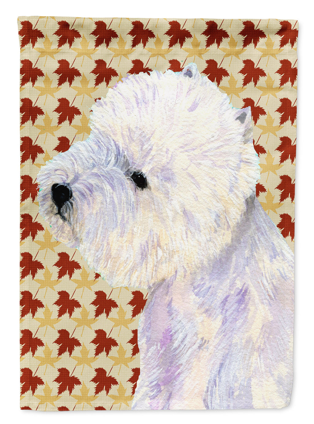 Westie Fall Leaves Portrait House Flag 28x40 Porch Sleeve Pole Decorative Outside Yard Banner Artwork Wall Hanging, Polyester