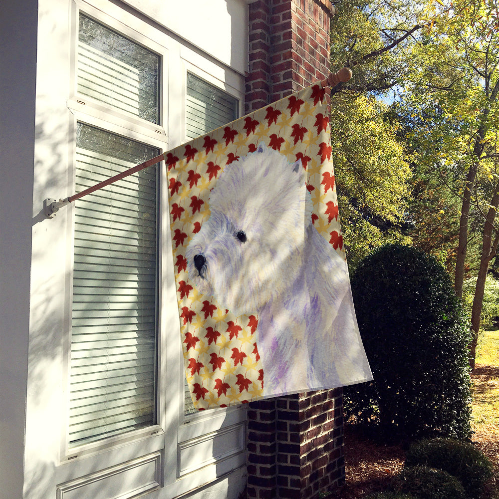 Westie Fall Leaves Portrait House Flag 28x40 Porch Sleeve Pole Decorative Outside Yard Banner Artwork Wall Hanging, Polyester