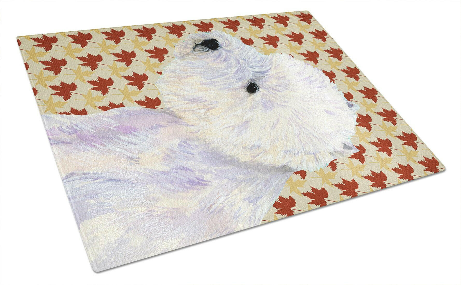 Westie Fall Leaves Portrait Cutting Board Tempered Glass Kitchen Cutting Surface, Heat Resistant Chopping, Non-Slip Feet, Food Prep & Serving