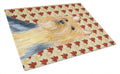 Silky Terrier Fall Leaves Portrait Cutting Board Tempered Glass Kitchen Cutting Surface, Heat Resistant Chopping, Non-Slip Feet, Food Prep & Serving