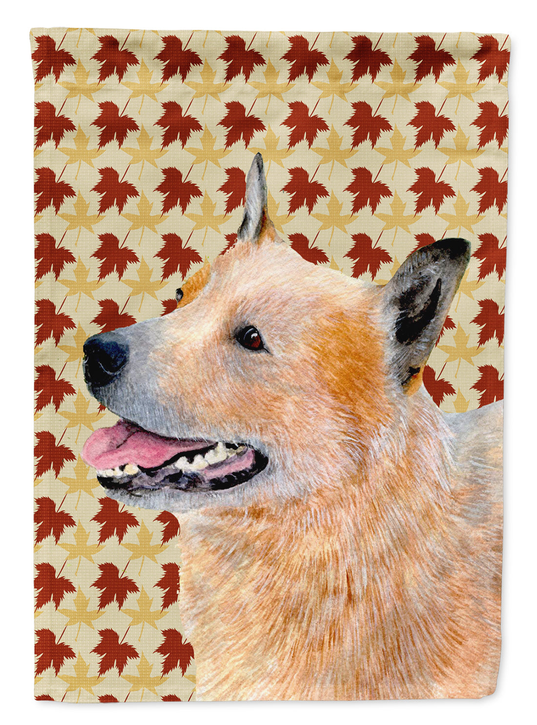 Australian Cattle Dog Fall Leaves Portrait House Flag 28x40 Porch Sleeve Pole Decorative Outside Yard Banner Artwork Wall Hanging, Polyester