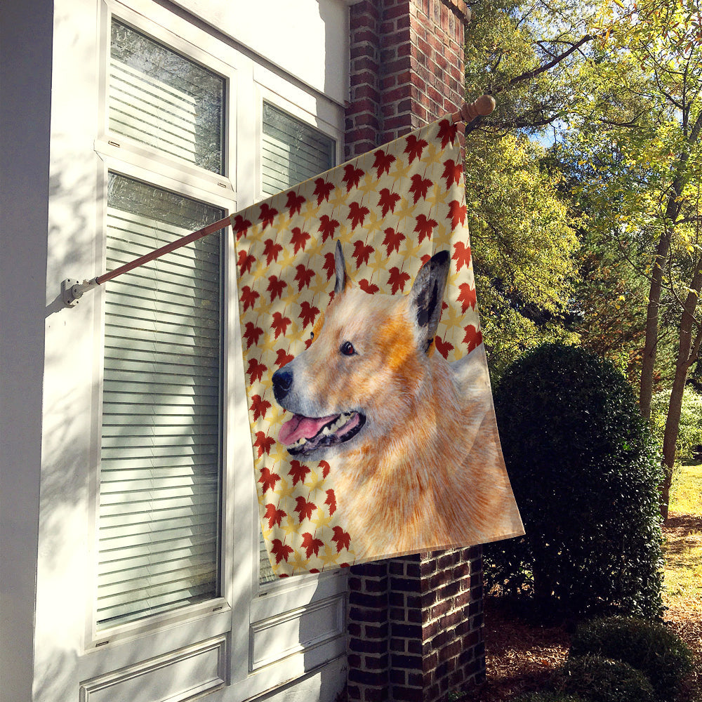 Australian Cattle Dog Fall Leaves Portrait House Flag 28x40 Porch Sleeve Pole Decorative Outside Yard Banner Artwork Wall Hanging, Polyester