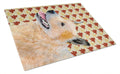 Australian Cattle Dog Fall Leaves Portrait Cutting Board Tempered Glass Kitchen Cutting Surface, Heat Resistant Chopping, Non-Slip Feet, Food Prep & Serving