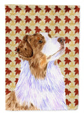 Australian Shepherd Fall Leaves Portrait House Flag 28x40 Porch Sleeve Pole Decorative Outside Yard Banner Artwork Wall Hanging, Polyester