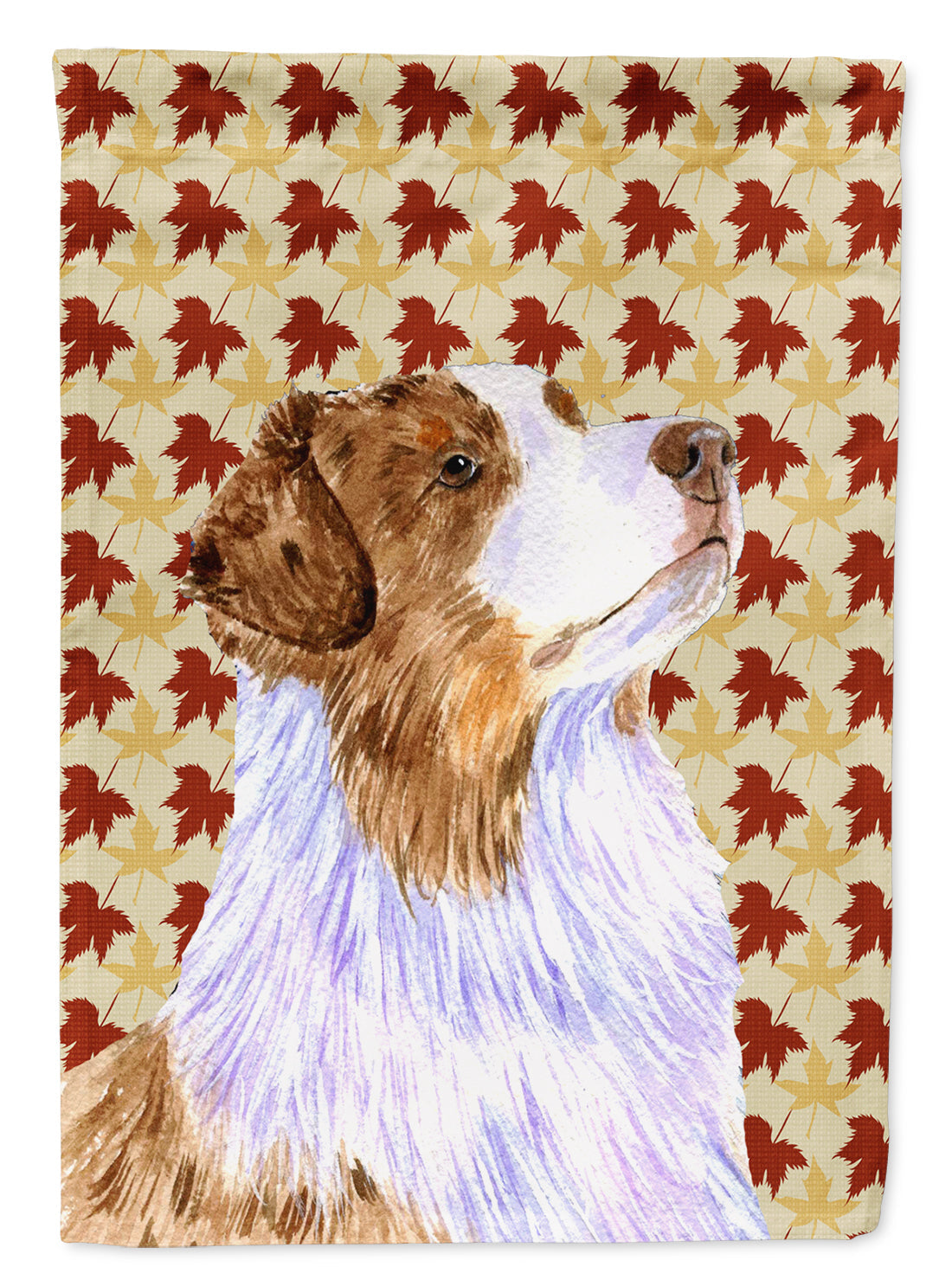 Australian Shepherd Fall Leaves Portrait House Flag 28x40 Porch Sleeve Pole Decorative Outside Yard Banner Artwork Wall Hanging, Polyester