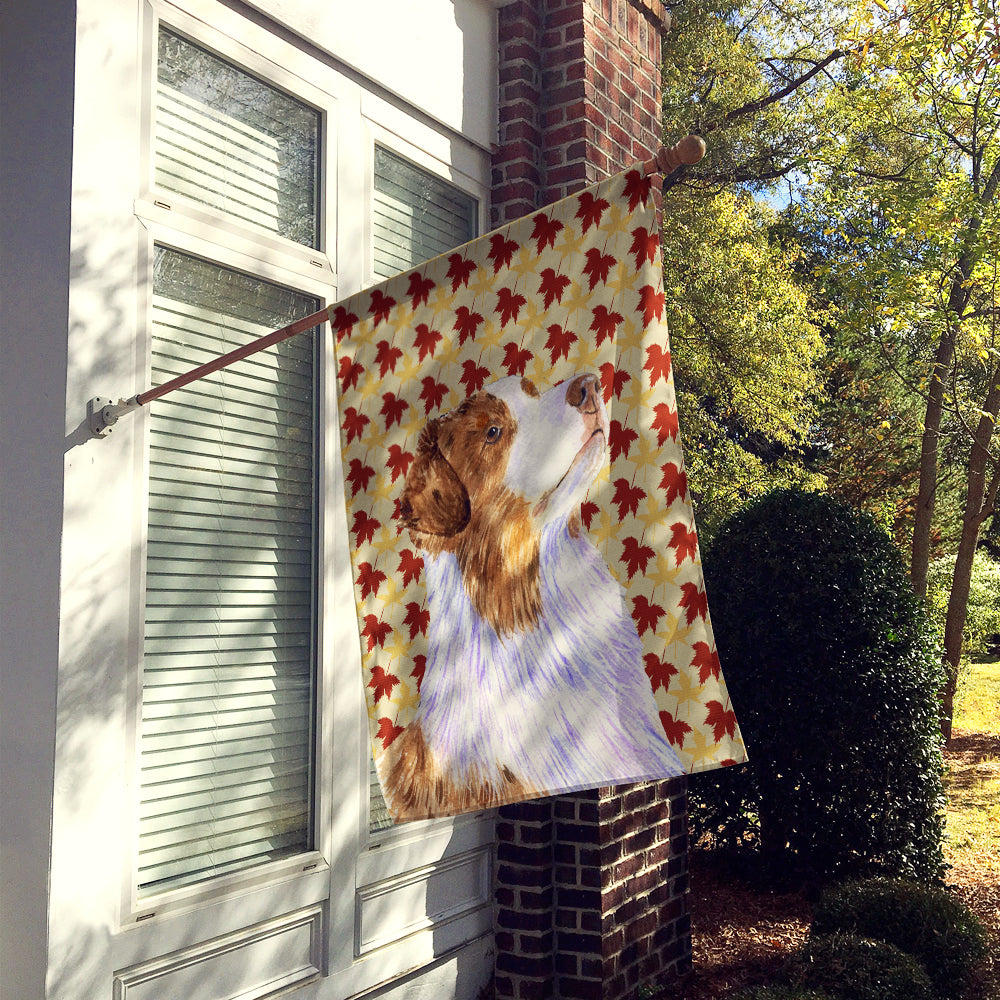 Australian Shepherd Fall Leaves Portrait House Flag 28x40 Porch Sleeve Pole Decorative Outside Yard Banner Artwork Wall Hanging, Polyester