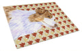 Australian Shepherd Fall Leaves Portrait Cutting Board Tempered Glass Kitchen Cutting Surface, Heat Resistant Chopping, Non-Slip Feet, Food Prep & Serving