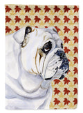 Bulldog English Fall Leaves Portrait House Flag 28x40 Porch Sleeve Pole Decorative Outside Yard Banner Artwork Wall Hanging, Polyester