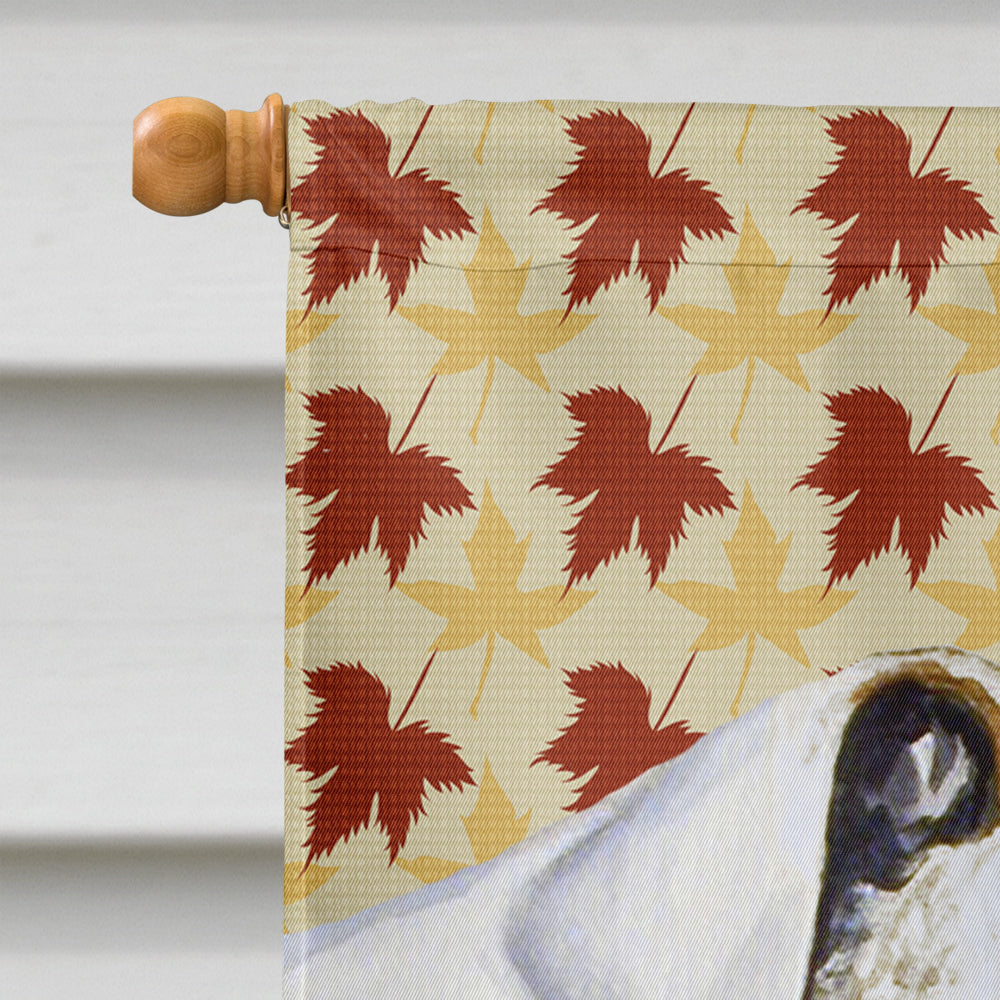 Bulldog English Fall Leaves Portrait House Flag 28x40 Porch Sleeve Pole Decorative Outside Yard Banner Artwork Wall Hanging, Polyester