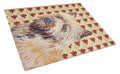 Cairn Terrier Fall Leaves Portrait Cutting Board Tempered Glass Kitchen Cutting Surface, Heat Resistant Chopping, Non-Slip Feet, Food Prep & Serving