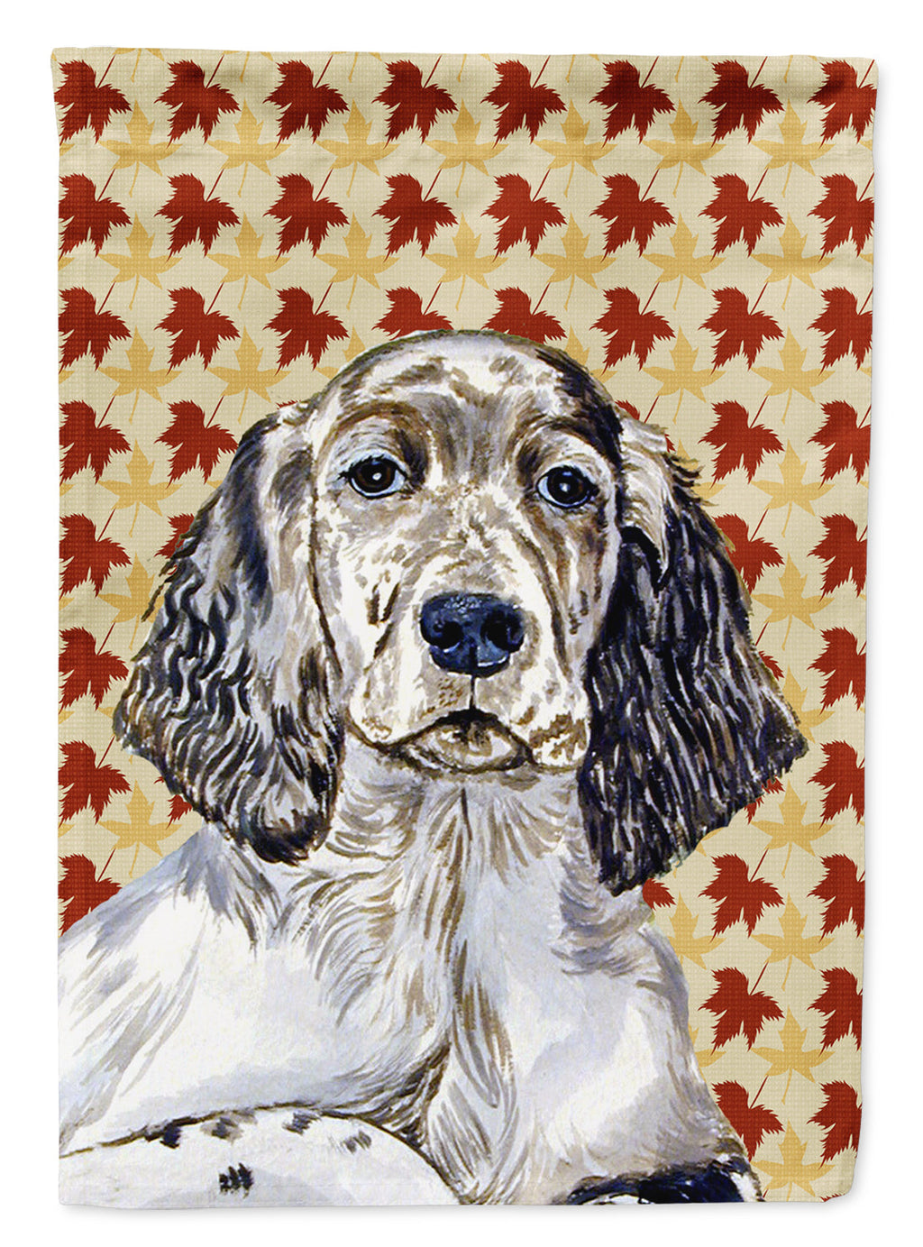 English Setter Fall Leaves Portrait House Flag 28x40 Porch Sleeve Pole Decorative Outside Yard Banner Artwork Wall Hanging, Polyester