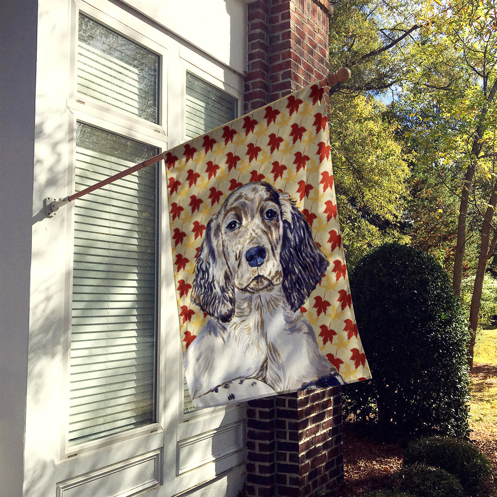 English Setter Fall Leaves Portrait House Flag 28x40 Porch Sleeve Pole Decorative Outside Yard Banner Artwork Wall Hanging, Polyester
