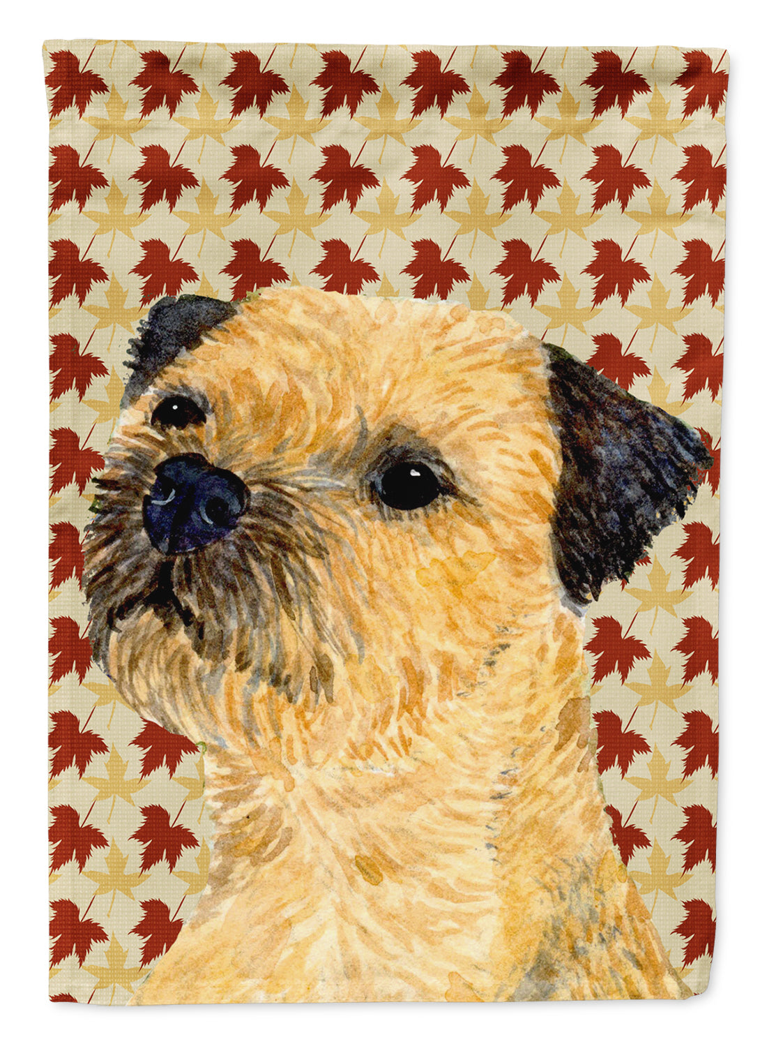 Border Terrier Fall Leaves Portrait House Flag 28x40 Porch Sleeve Pole Decorative Outside Yard Banner Artwork Wall Hanging, Polyester