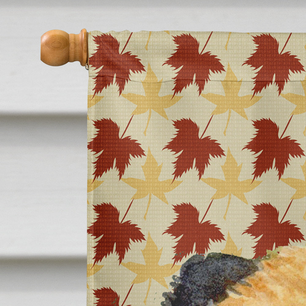 Border Terrier Fall Leaves Portrait House Flag 28x40 Porch Sleeve Pole Decorative Outside Yard Banner Artwork Wall Hanging, Polyester