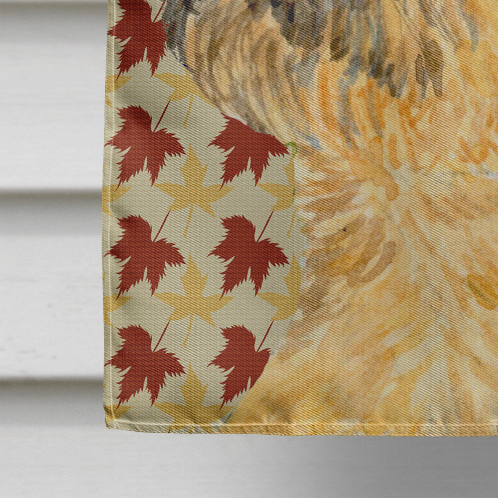 Border Terrier Fall Leaves Portrait House Flag 28x40 Porch Sleeve Pole Decorative Outside Yard Banner Artwork Wall Hanging, Polyester
