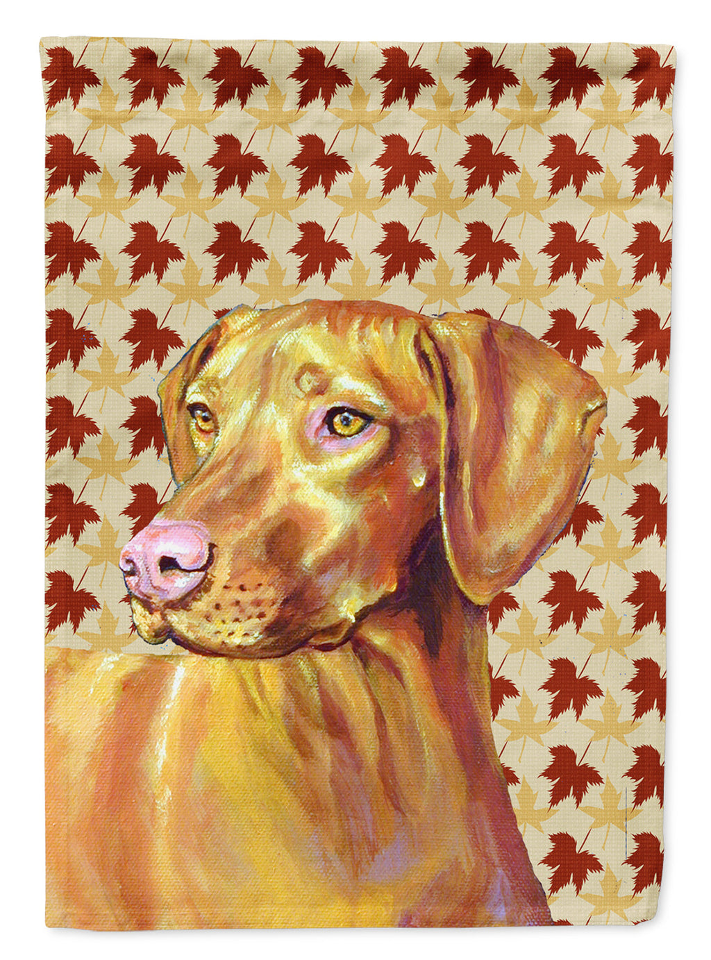 Vizsla Fall Leaves Portrait House Flag 28x40 Porch Sleeve Pole Decorative Outside Yard Banner Artwork Wall Hanging, Polyester