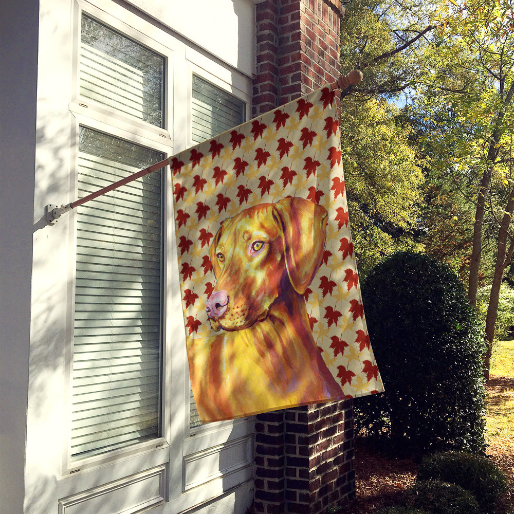 Vizsla Fall Leaves Portrait House Flag 28x40 Porch Sleeve Pole Decorative Outside Yard Banner Artwork Wall Hanging, Polyester